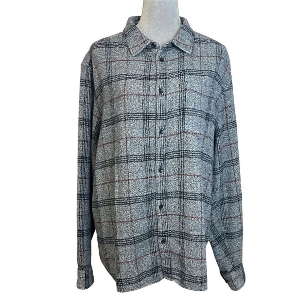 Y2k Urban Outfitters Men's XL Charcoal Plaid Flannel Button-Up Shirt